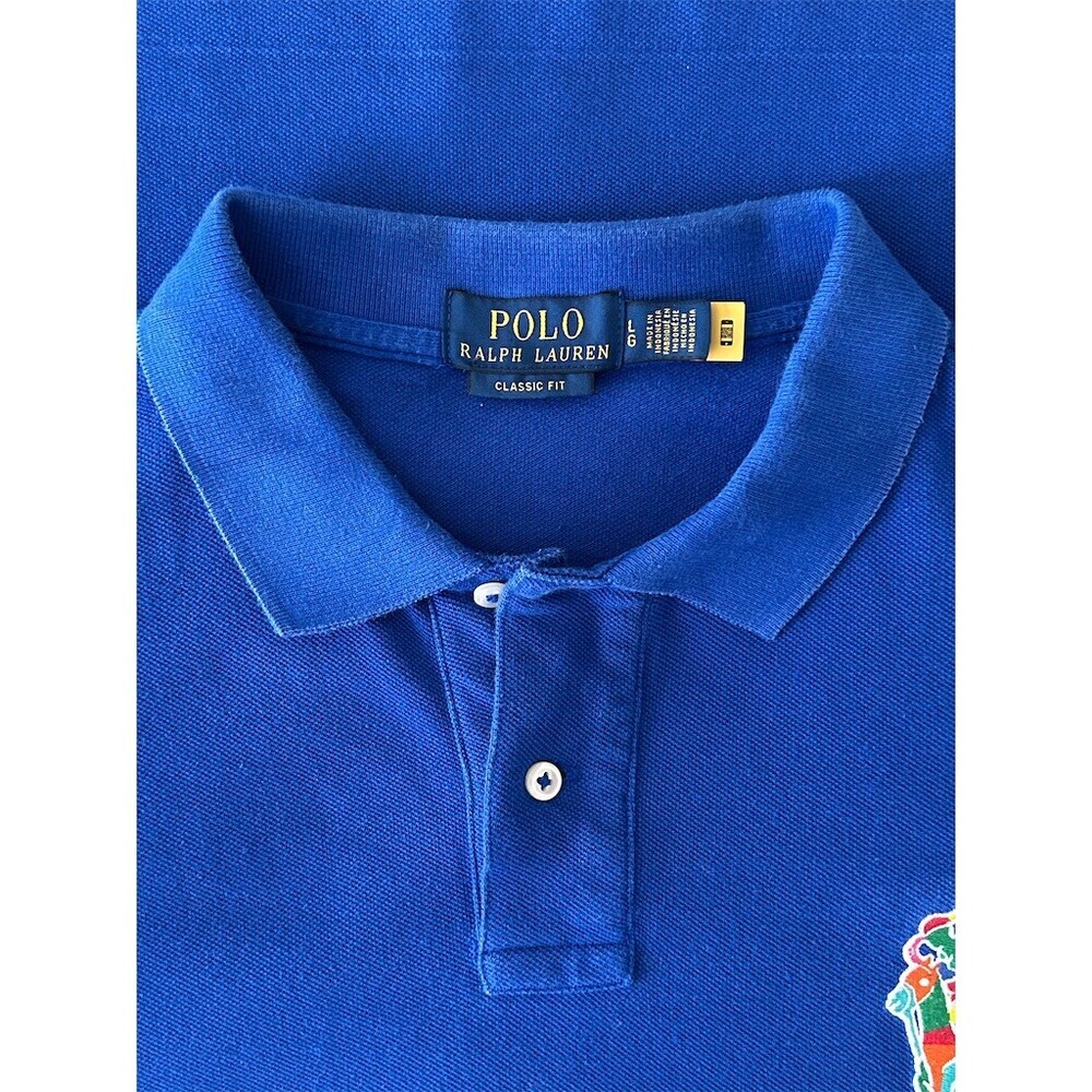 Polo Ralph Lauren Polo Shirt Mens L Royal Blue Multicolor Big Pony Logo - Picture 3 of 10